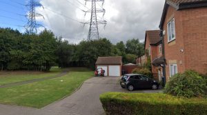 Electricity pylons in Enfield Island Village (credit Google)
