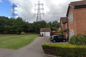 Electricity pylons in Enfield Island Village (credit Google)