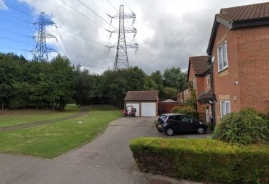 Electricity pylons in Enfield Island Village (credit Google)
