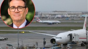 Heathrow Airport and (inset, credit 10 Downing Street) Prime Minister Andy Burnham