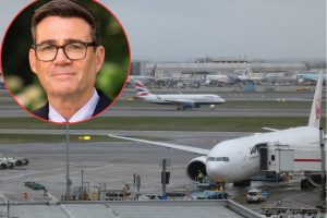 Heathrow Airport and (inset, credit 10 Downing Street) Prime Minister Andy Burnham