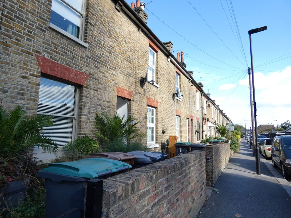 A row of Victorian terrace homes