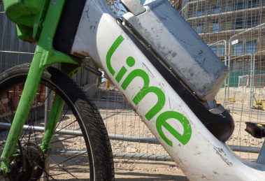 A Lime bike pictured on the borough boundary between Enfield and Haringey