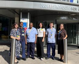 Marie Curie and North Mid leaders outside the hospital