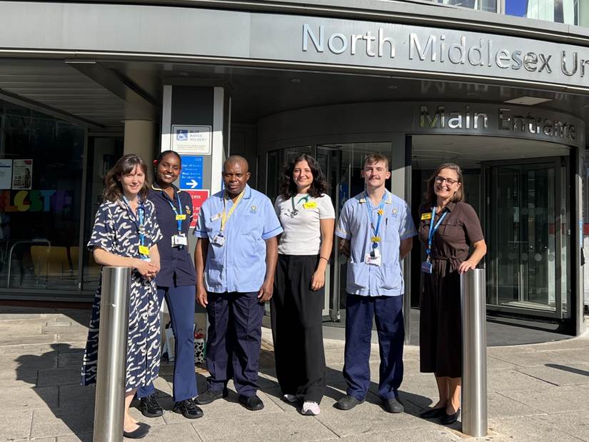 Marie Curie and North Mid leaders outside the hospital