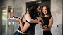 Nour Almaliki and Asya Tasdelen celebrate their results at Aylward Academy