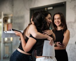 Nour Almaliki and Asya Tasdelen celebrate their results at Aylward Academy