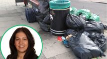 Street litter in Enfield and (inset) cabinet member Maria Alexandrou