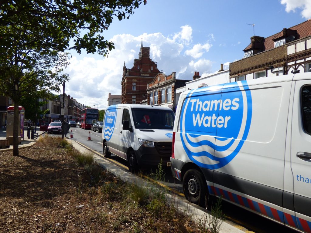 Thames Water vans pictured in Enfield Town on Wednesday (19th)