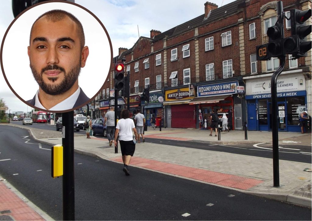 The new Sterling Way crossing and (inset) Labour group leader Ergin Erbil
