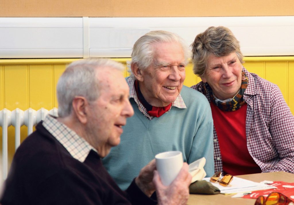 Old people enjoying a cuppa