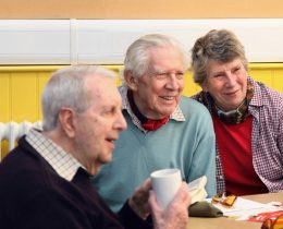 Old people enjoying a cuppa