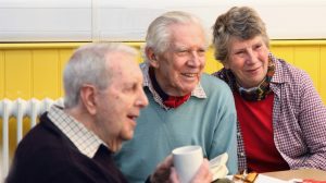Old people enjoying a cuppa