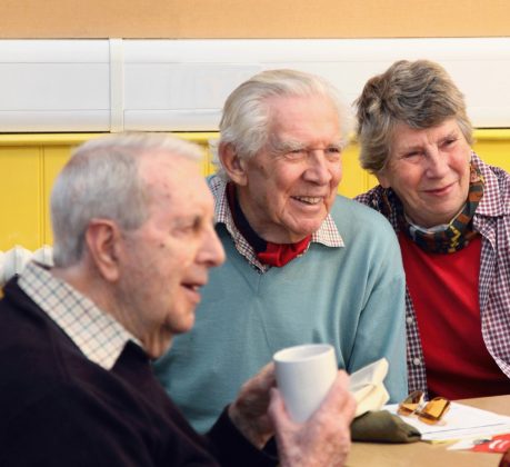 Old people enjoying a cuppa