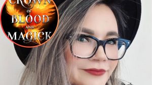Amy de la Force and (inset) the cover of her new book A Crown of Blood and Magic