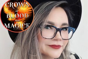 Amy de la Force and (inset) the cover of her new book A Crown of Blood and Magic