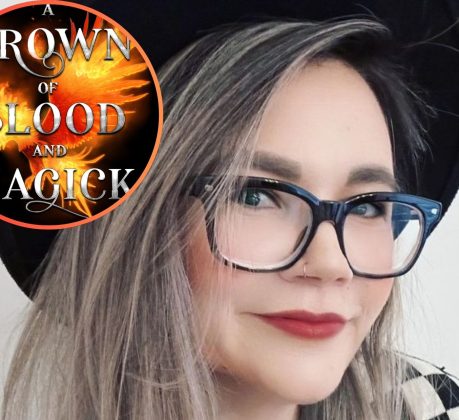 Amy de la Force and (inset) the cover of her new book A Crown of Blood and Magic