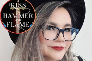 Amy de la Force and (inset) the cover of her new book Kiss of Hammer and Flame)