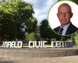 Enfield Civic Centre and (inset) deputy leader Michael Rye (credit Enfield Council)
