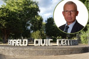 Enfield Civic Centre and (inset) deputy leader Michael Rye (credit Enfield Council)