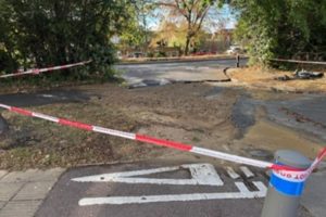 The water leak in Enfield Road (credit Thames Water)
