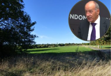 Green Belt land near Crews Hill Station and (inset) Jules Pipe at the London Assembly