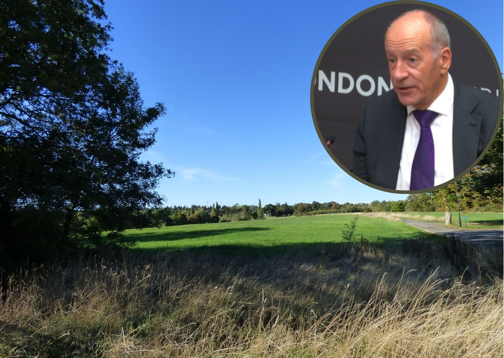 Green Belt land near Crews Hill Station and (inset) Jules Pipe at the London Assembly