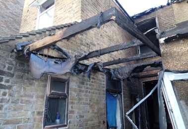 The aftermath of the fire in Holly Road