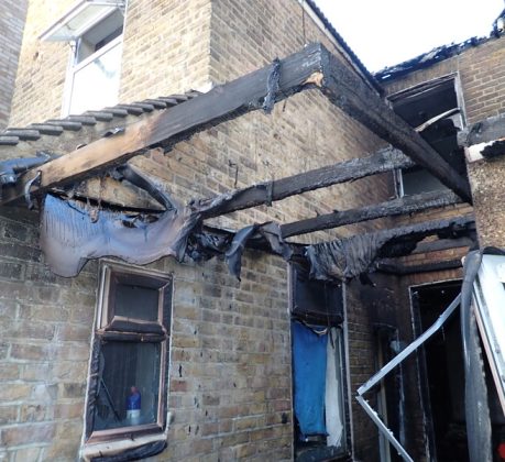 The aftermath of the fire in Holly Road