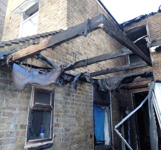 The aftermath of the fire in Holly Road