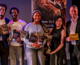 Ignite Awards winners with council cabinet member Chris Dey (right)