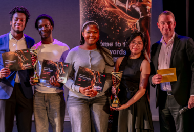 Ignite Awards winners with council cabinet member Chris Dey (right)