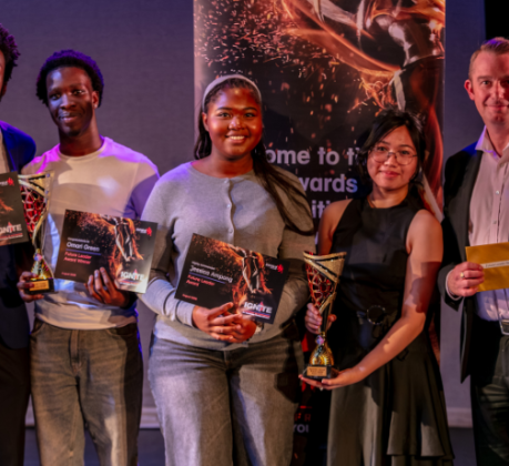 Ignite Awards winners with council cabinet member Chris Dey (right)