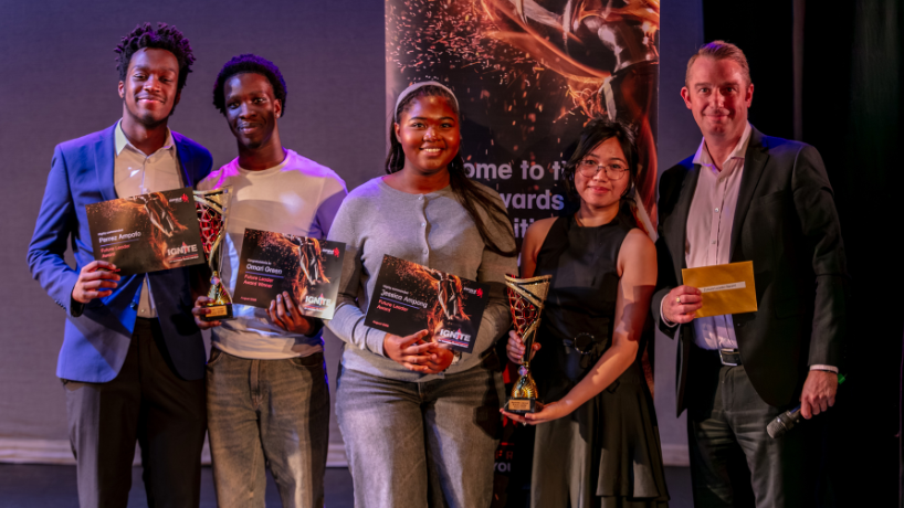 Ignite Awards winners with council cabinet member Chris Dey (right)
