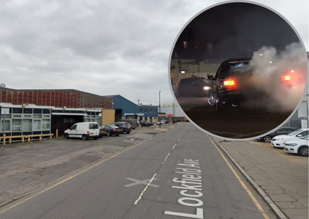 Lockfield Avenue (credit Google) and (inset) a car meet in Enfield