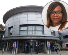 North Middlesex Hospital and (inset) Shola Adegoroye