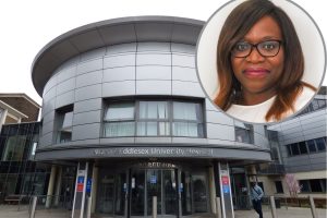 North Middlesex Hospital and (inset) Shola Adegoroye