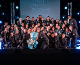 Platinum Performing Arts' end of year show, when founder Nina Lewis-Hart (centre) was presented with flowers (credit Natalie Gee)