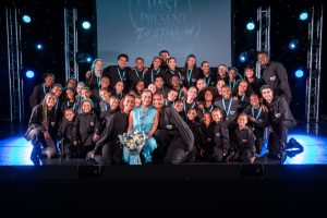 Platinum Performing Arts' end of year show, when founder Nina Lewis-Hart (centre) was presented with flowers (credit Natalie Gee)