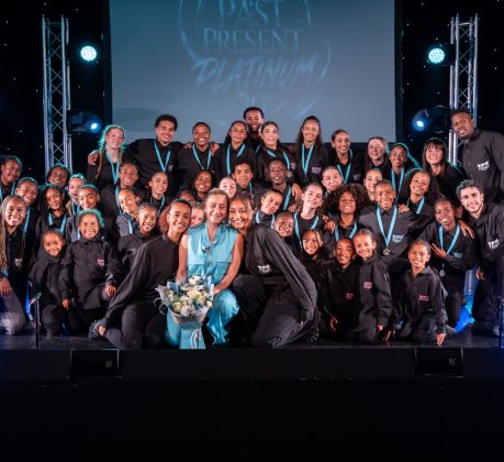 Platinum Performing Arts' end of year show, when founder Nina Lewis-Hart (centre) was presented with flowers (credit Natalie Gee)