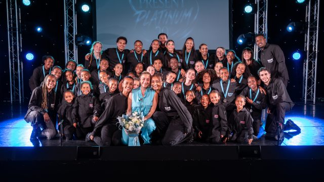 Platinum Performing Arts' end of year show, when founder Nina Lewis-Hart (centre) was presented with flowers (credit Natalie Gee)