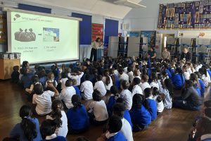 Freezywater Primary School pupils receive recycling tips (credit NLWA)