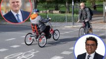 A cycle crossing and (inset left) Labour councillor Ian Barnes and (inset right) Tory councillor Paul Pratt