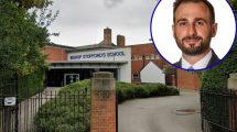 Bishops Stopford's School (credit Google) and (inset) Alessandro Georgiou (credit Enfield Council)