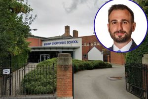 Bishops Stopford's School (credit Google) and (inset) Alessandro Georgiou (credit Enfield Council)