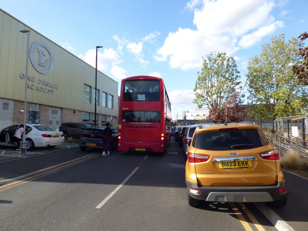 Vehicles illegally parked along Hunters Way