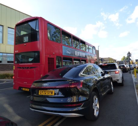 Vehicles illegally parked along Hunters Way