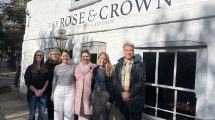 Gladbeck mayor Bettina Weist (second from right) with Enfield counterpart Emma Supple and The Rose and Crown
