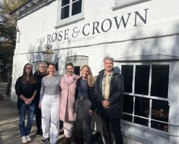 Gladbeck mayor Bettina Weist (second from right) with Enfield counterpart Emma Supple and The Rose and Crown