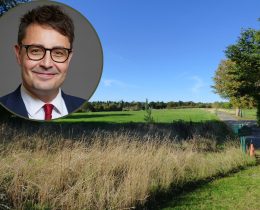Green Belt land in Crews Hill and (inset) Lord Benjamin Gascoigne